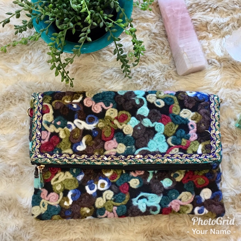 Lila Embellished Felt Clutch
